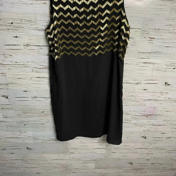 Jessica dress midi black gold chevron dress sheath sleeveless size  14 - Picture 7 of 10